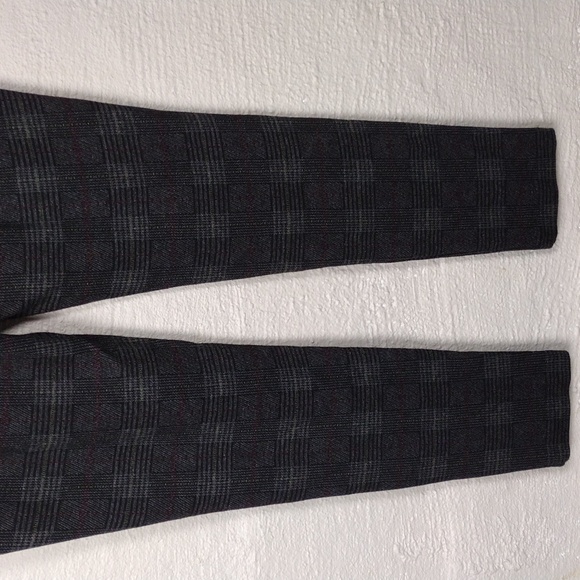 Tahari Black Window Pane Glen Plaid Mid Rise Elastic Waistband Pull On Leggings - Picture 9 of 11